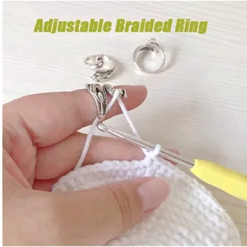1 2 3 5PC regulowany Knitting Loop Crochet Knitting pierścień przędzy przewodnik uchwyt na palec Knitting naparstek na szydełku Knitting Craft tanie i dobre opinie ISHOWTIENDA haft CN (pochodzenie) Zestawy narzędzi