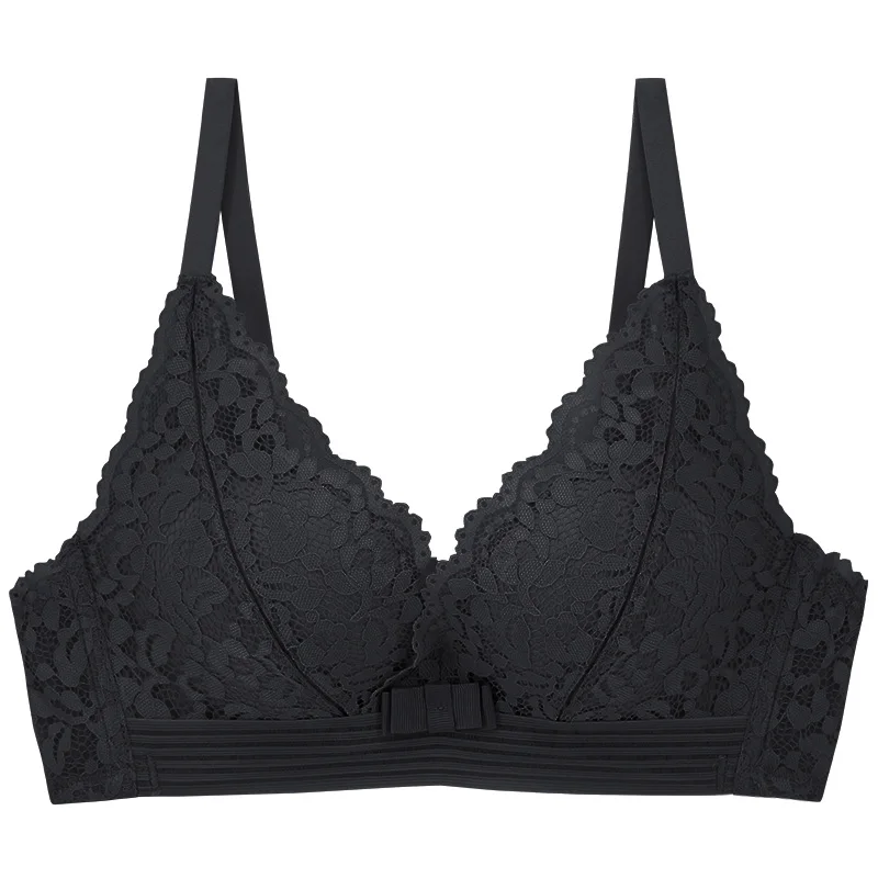 PAERLAN Wire Free Non Sponge Slim Cup Lace Floral Bra Seamless Large Size Large  Breasts Push Up Anti Sag Women Underwear 3/4 Cup 210623 From Dou01, $11.46