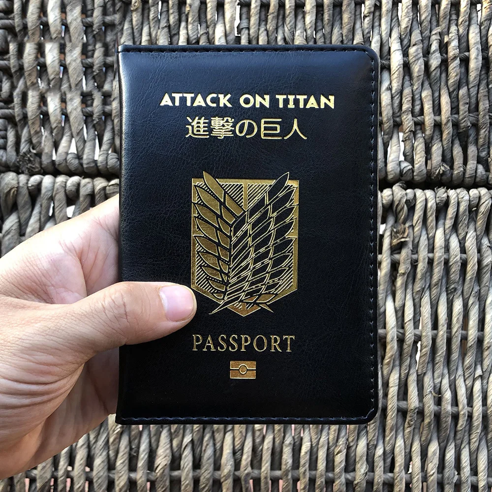 Attack on Titan Passport Cover Anime Shingeki no Kyojin Travel Case for Passports Wings of Freedom
