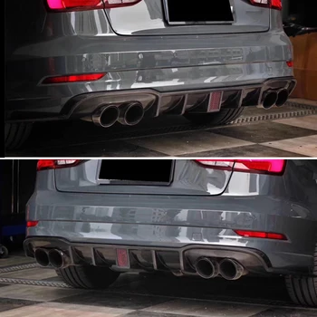 

Use for Audi A3 Sline rear diffuser sedan 2017--2020 year accessories body kit lip lamp real carbon fibre fit Sline bumper