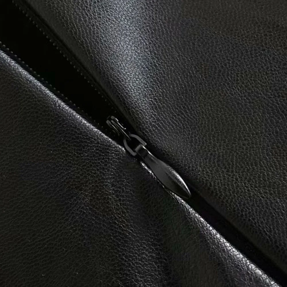 Woman Leather PU Skirt Causal Loose Black Autumn Fall A Line Long Midi Skirt Elegant Fashion Ladies Women High Waist Skirt