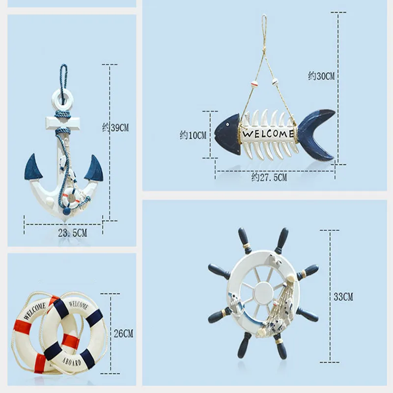 Средиземноморский Ветер украшения Морская звезда Подвеска в виде рыбной кости руль тег фото рамка висячая простая ажурная якорь настенные аксессуары