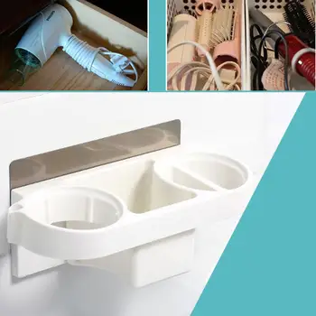 

Double Hole Hair Dryer Storage Rack Comb Plywood Organizer Mount Plastic Kitchen