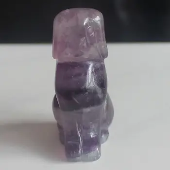 

2'' Hand carved gemstone fluorite crystal dog puppy animal figurine carving