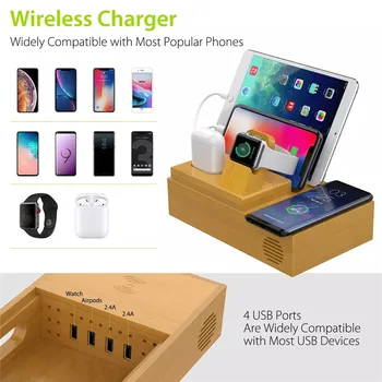 

best selling 2019 products 5 in 1 Mobile Phone Wireless Charger USB Phone Tablet Electronic Watch Stand for wearable devices