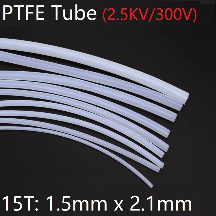 15T 1.5mm x 2.1mm PTFE Tube F46 Insulated Capillary Heat Protector Transmit Hose Rigid Temperature Corrosion Resistance 300V |