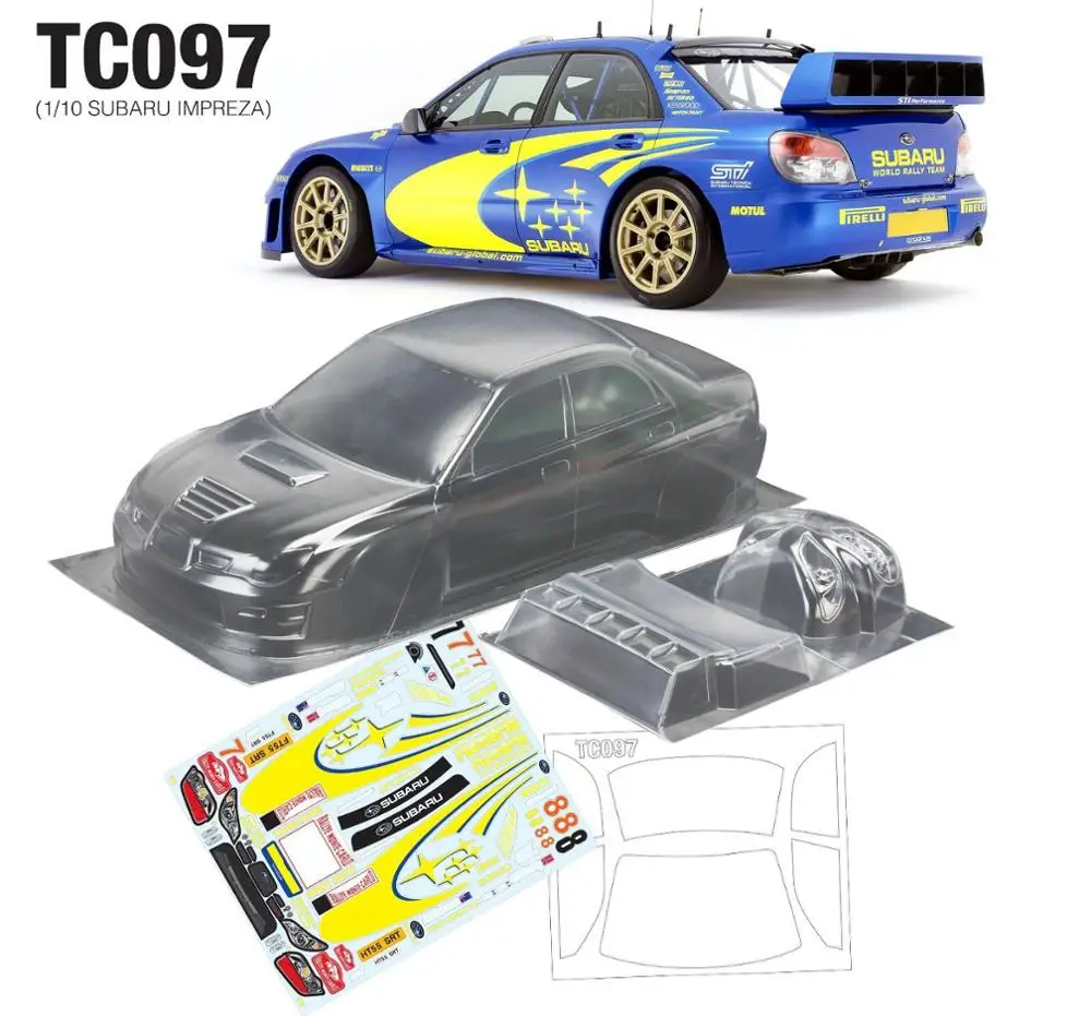 

Team C TC097 1/10 WRC 190mm clear body with wings lamp cup for HSP HIP Tamiya rally car