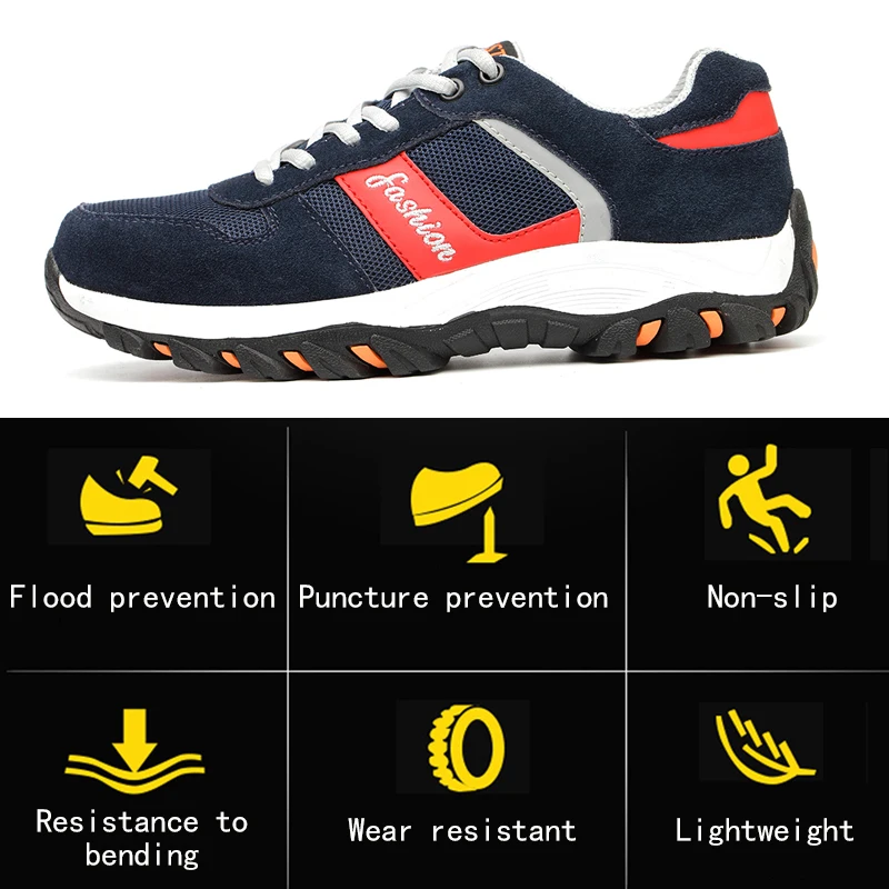 Dropshipping Breathable Men Shoes Steel Toe Boots Puncture Proof Work Safety Shoes Outdoor Boots Men Safety Shoes Indestructible