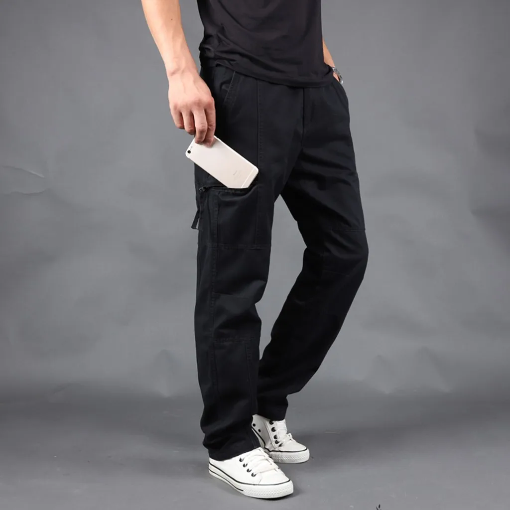 pantalones hombre Men's Summer Outdoor Overalls Straight Sports Pants With Multi-Pocket Plus Size спортивные штаны мужские#30