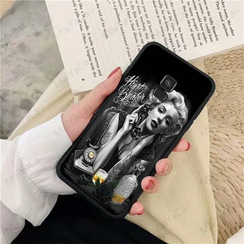 Одри Хепберн Мэрилин Монро умный чехол черный мягкий для телефона samsung Galaxy A10 A8 A6 A7