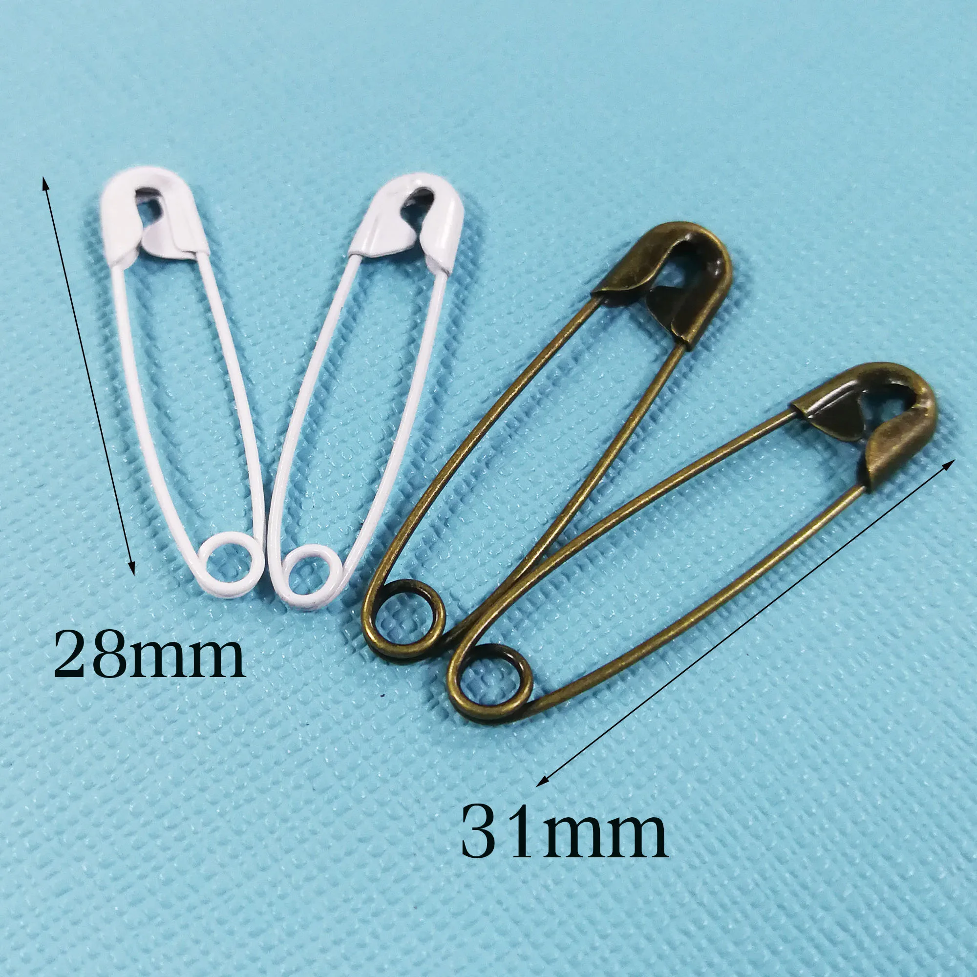 

40 PCS Antique Bronze/White Safety Pin Brooch Stitch Markers Metal Brooch Bar Safety Pins Fasteners-28mm/31mm
