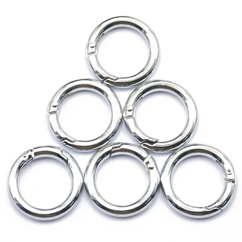 

20pcs Zinc Alloy Plated Gate Silver Spring O-Ring Buckles Clips Carabiner Hiking Purses Handbags Round Push Trigger Snap Hooks
