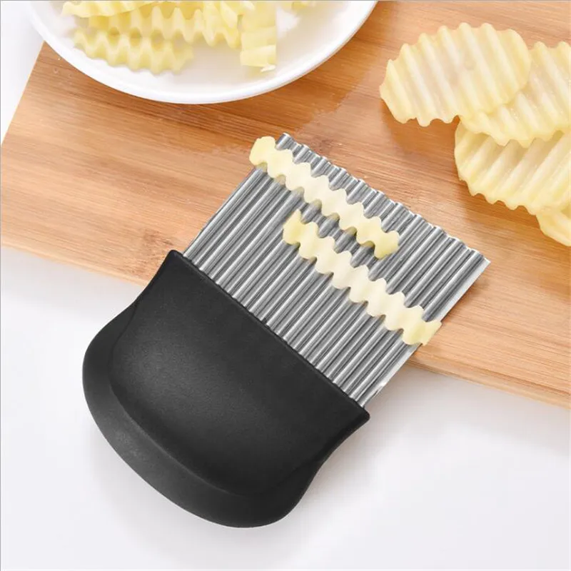 French Fries Cutter Stainless Steel Serrated Blade Easy Slicing Cut Vegetable Fruit Tool Wave Knife Chopper Accessorie | Дом и сад