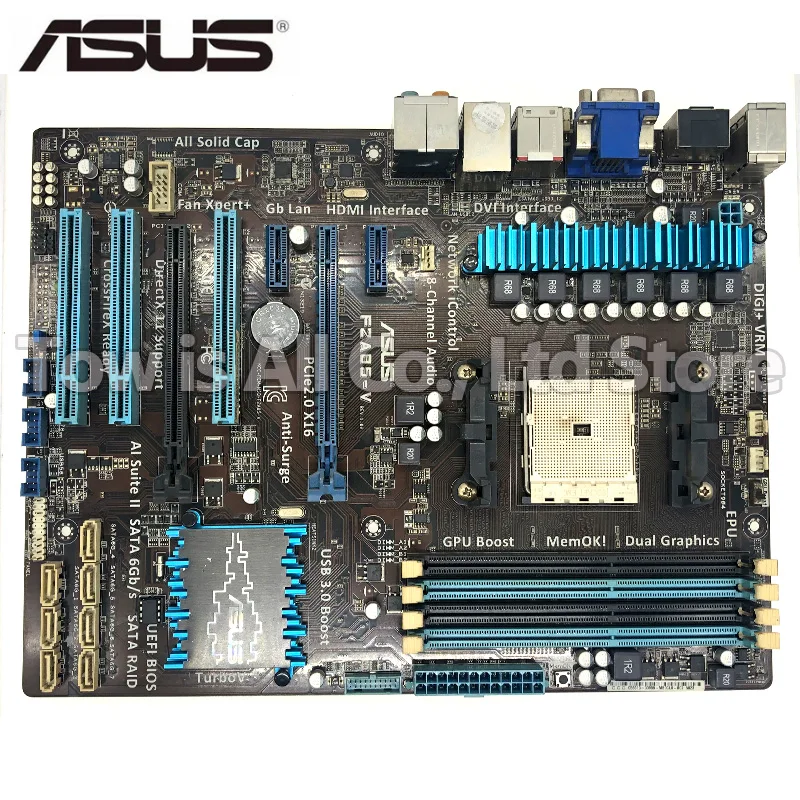 ^*Best Offers original motherboard ASUS F2A85-V Socket FM2 DDR3 USB2.0 USB3.0 64GB HDMI VGA DVI A85X Desktop motherboard Free shipping