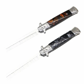 

2 Pcs Automatic Combs Foldable Knife Brushes Hair Trimmer Comb Brush Butterfly Mens Pocket Knife Comb, Black & Brown