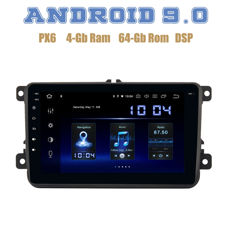 

8" IPS PX6 Android 9.0 for vw universal Tiguan Golf Polo Passat Jetta Radio GPS Car Navigation Audio 1080P Video HMDI