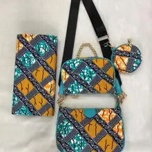 Африканский воск и сумочек в тон, комплект одежды, 3 элемента одежды, шт./компл. Анкара воск сумочка в комплекте 6 ярдов в африканском стиле из натуральной кожи мягкие Анкара воск ткань 121101