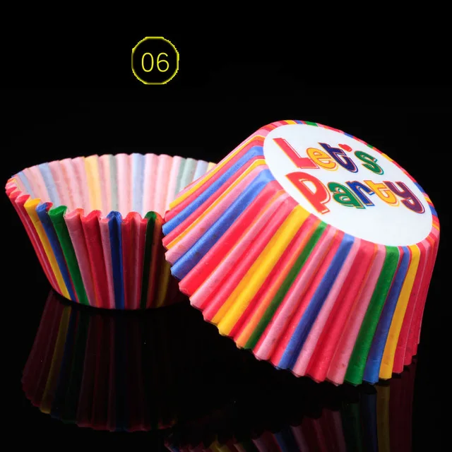 100PCS Color Rainbow Paper Cup Cup PVC Anti-oil Chocolate Muffin Baking Paper Tea Party Cake Mold Decorative Kitchen Accessories