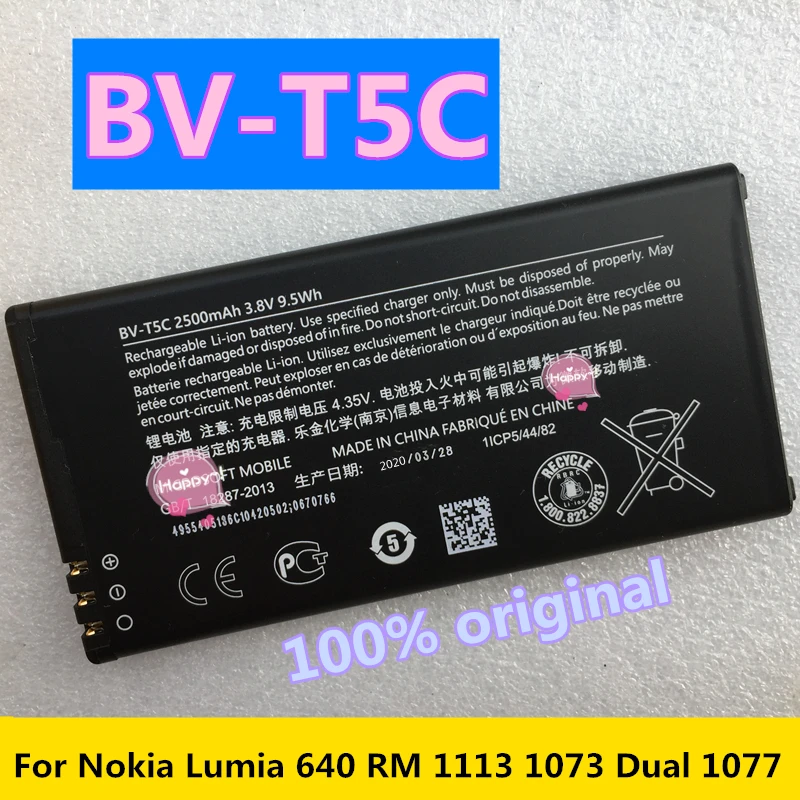 Bv-T5C Batteria Originale Per Nokia Lumia 640 Rm 1113 1073 Dual 1077 Bl-T5A Per 550 730 735 738 Rm1038 Rm1040 Bv-T5E 950 Rm-1106