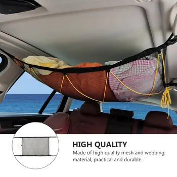 

1 Pc Car Roof Storage Bag Mesh Chain Pouch Drawstring Storage Container (Black)