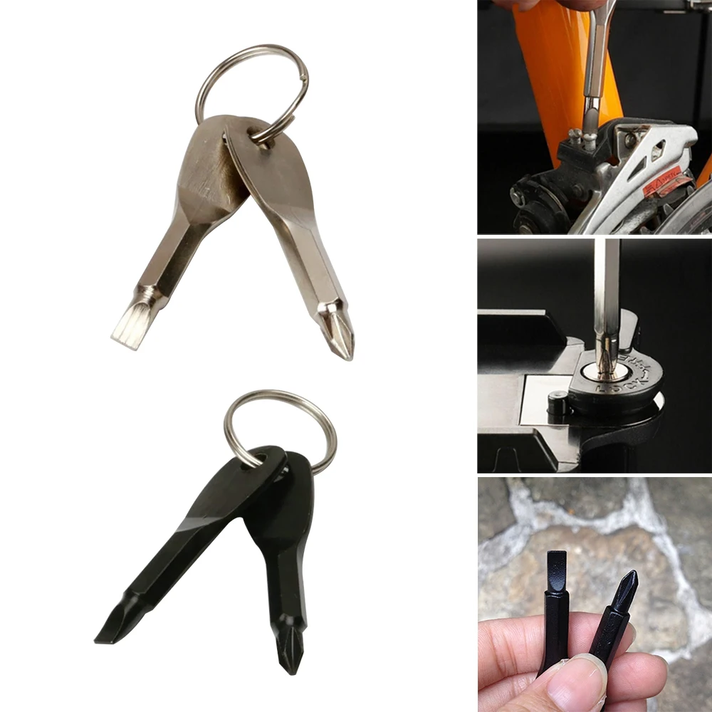 2PCS/Set Screwdriver Portable Multifunctional Key Shape Stainless Steel Slotted Screwdrivers Pocket Repair Tool Outdoor tools |