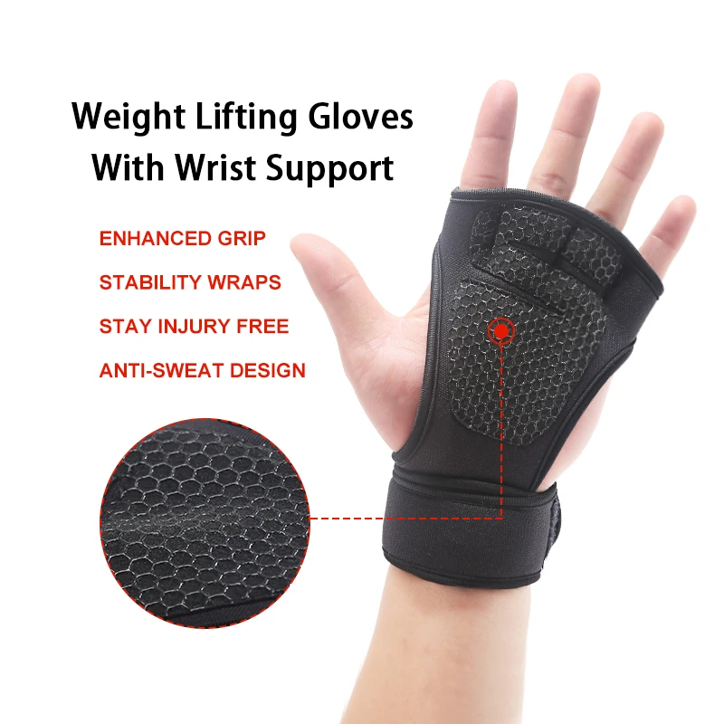 Fitness Sports Weightlifting Gloves Anti-slip Workout Half Finger Gloves Dumbbell Fitness Gloves Sport Crossfit Training Gloves