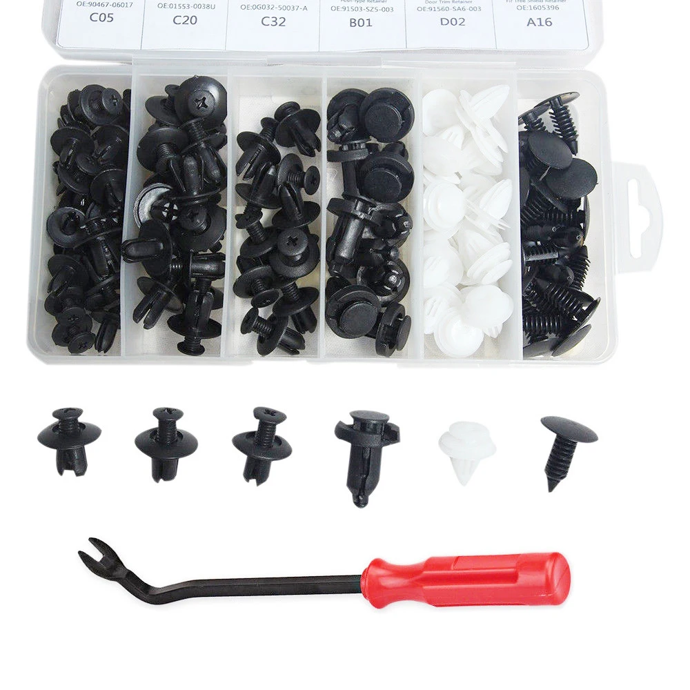 New Kit with Removal Tool Screwdriver Car Body Push Retainer Pin Rivet Fasteners Trim Moulding Clip Automotive Expansion Screws |