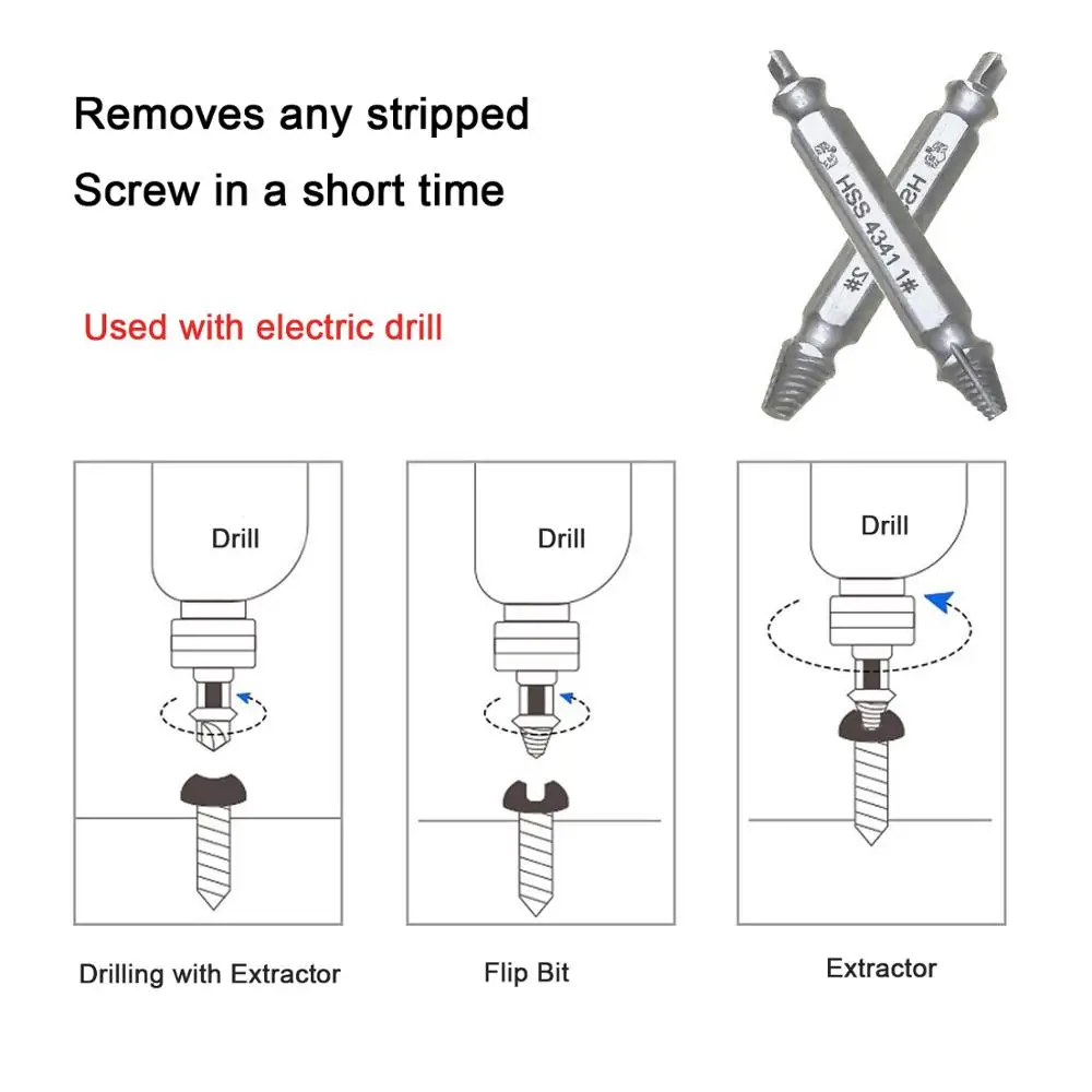 NINDEJIN 5pcs Damaged Screw Extractor Drill Bit Extractor Drill Set Broken Speed Out Bolt Extractor Bolt Stud Remover Tool