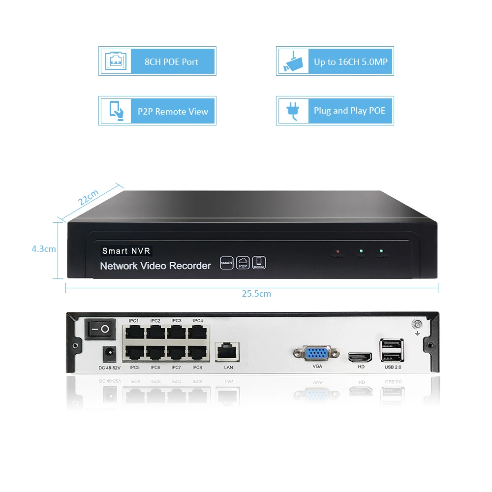 Система видеонаблюдения TySvance 8 каналов PTZ 5 МП POE H.265 4 кратный оптический зум 16