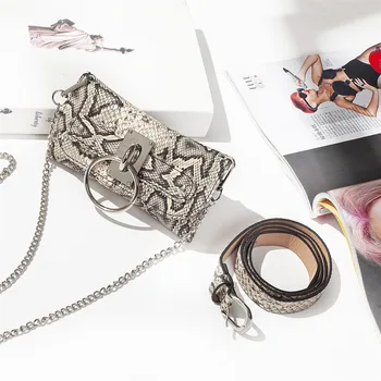 

Women Waist Pack Serpentine Fanny Pack PU Leather Fashion Snake Skin 2019 New Fashion Waist Belt Bags #1202