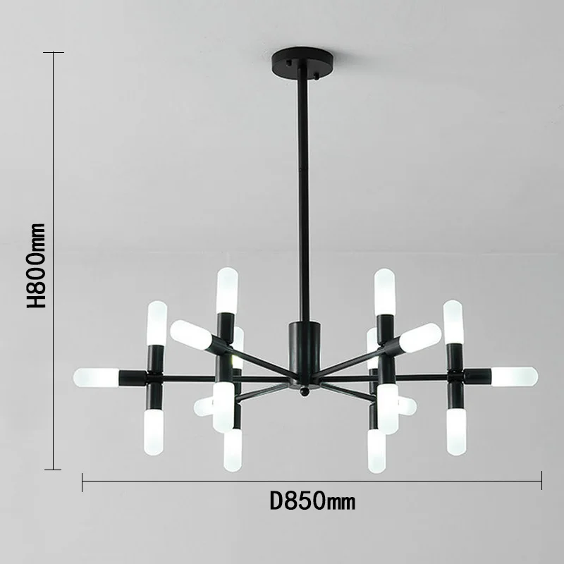 Современный скандинавский постмодерн, светодиодный подвесной светильник для спальни, гостиной, столовой, прихожей, декора квартиры - Цвет абажура: Black 18 Head