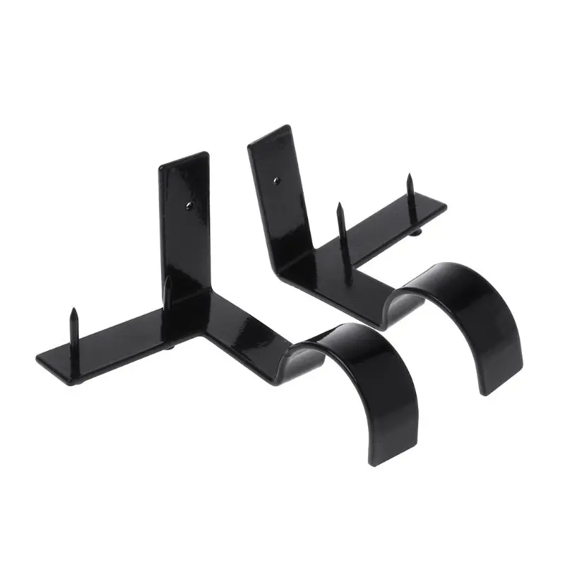 

2pcs Practical Curtain Rod Brackets Sturdy Curtain Pole Holder For Home E65B