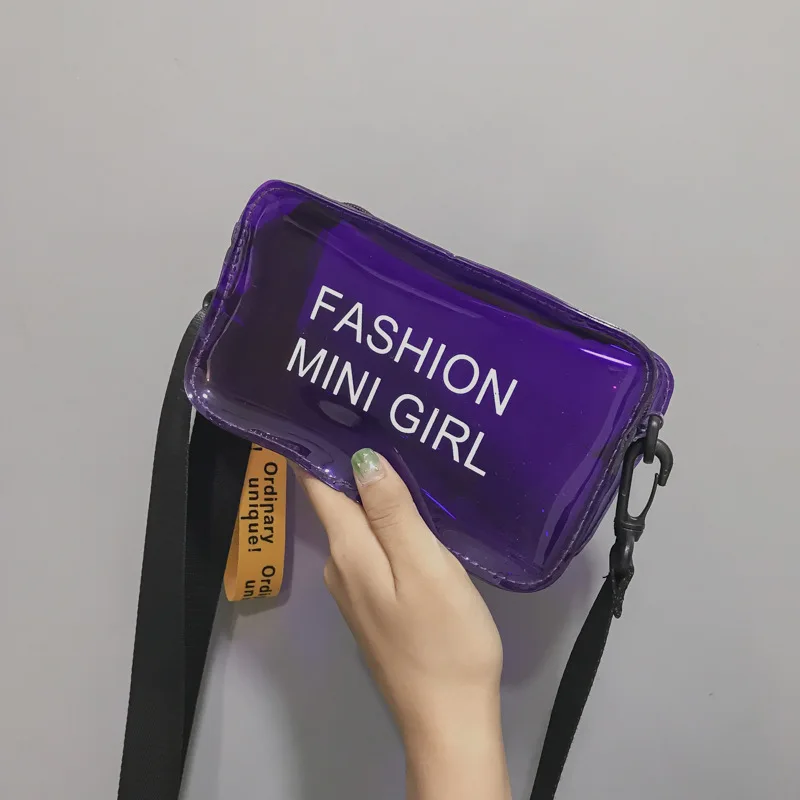 

Summer Transparent Jelly Fairy Bag Women's New Style Fashion Korean-style Printed Lettered Square Sling Bag Versatile Crossbody