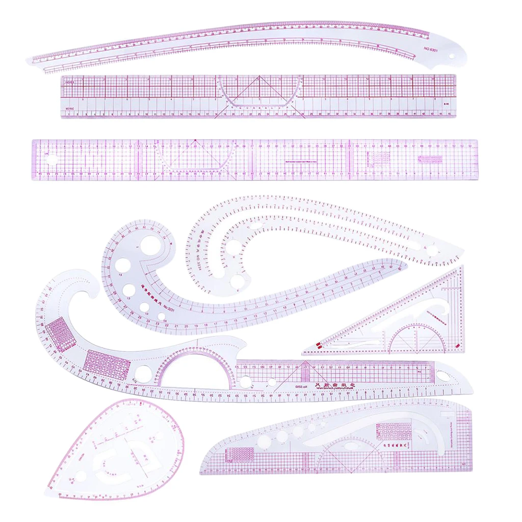 9pcs French Curve Straight Ruler Set For Tailor Dressmaking Clothing Design