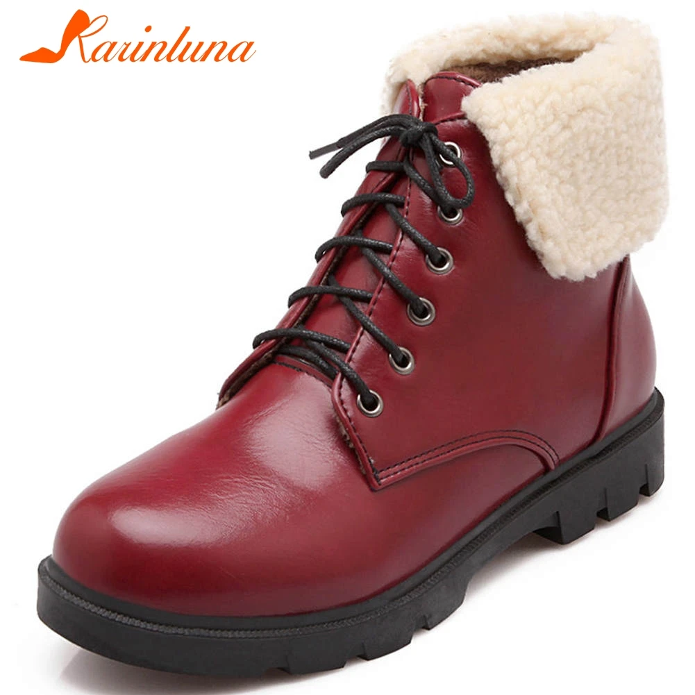 

KARINLUNA Big Size 33-42 New Dropship Ankle Boots Ladies Lace Up Shoes Woman Casual Party Autumn Winter Boots Women 2019