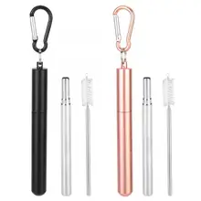 Аксессуары для бутылок и чашек для воды портативная телескопическая многоразовая соломинка из нержавеющей стали с чистящей щеткой для питья кофе, молока