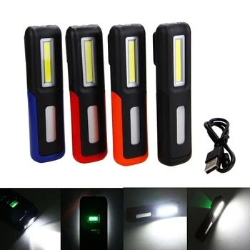 

With Magnetic LED COB Work Light 3W 180° Ajustable 4 Colors Built-in Battery Car Rechargeable Repair Lights W/Hook