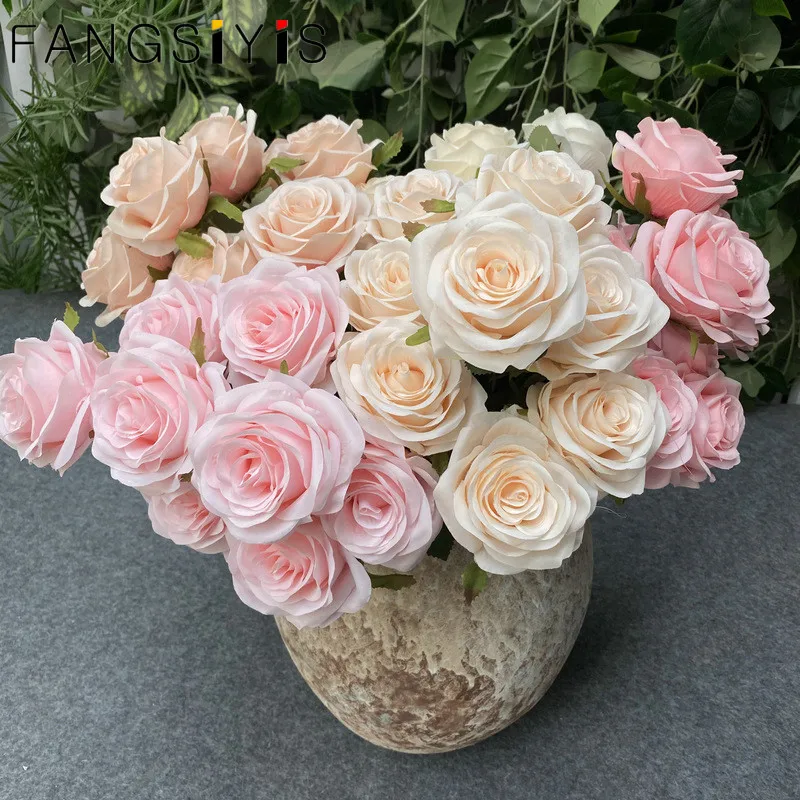 1 Bouquet 9 heads Artificial Peony Tea Rose Flowers Camellia Silk Fake Flower flores for DIY Home Garden Wedding Decoration | Дом и сад