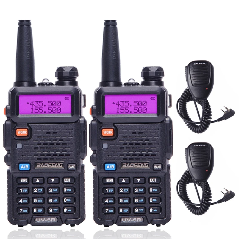 2 шт. BaoFeng UV-5R Двухдиапазонная рация VHF/UHF Ручной UV5R длинный дальномер передатчик Портативный двухстороннее радио+ NA-771 антенна - Цвет: black speaker