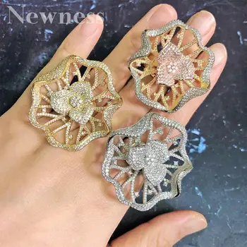 

Newness Fashion Luxury High Quality Flower Cubic Zirconia 3 Tone Ring Luxury Jewelry Wedding Engagement Gift For Women