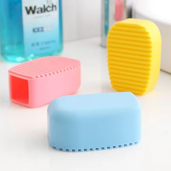 

Candy-colored hand-held thick silicone washing brush Mini-washing board Small plastic washboard