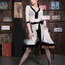 Юбка для латинских танцев, женское платье для практики, трикотажная юбка для латинских танцев, черные женские платья для латинских танцев