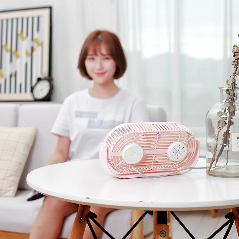 

Adzuki Bean Desktop Double Headed Fragrance Fan 2019 Hot Selling Students Dormitory Desktop Bilobed USB Mini Fan