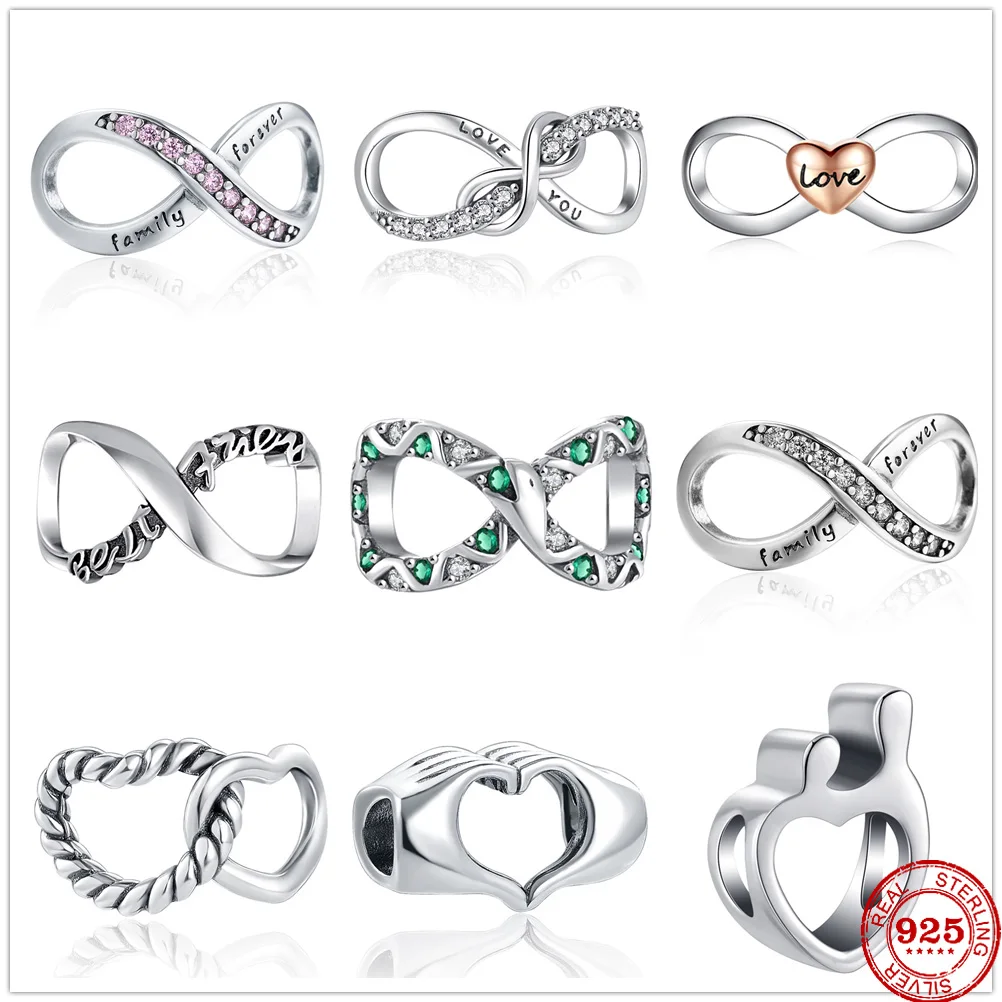 New Infinity family forever Love You Best Friend Charm DIY fine beads Fit Original Pandora Charms Silver 925 Bracelet Jewelry | Украшения и