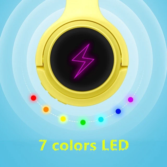 Cute Pikachu Kids Bluetooth 5 0 Headset LED Headphones support SD Card Audio Cable Headphone for Boy Girl Children Headphones