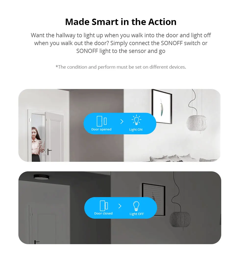 Sonoff dw2 wifi wireless door window sensor open / closed detectors e-welink app alert notification smart home security alarm (sonoff dw2)