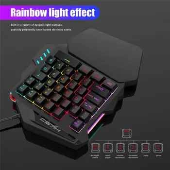 

V100 Mini Portable 1.6m Wired Game Mechanical Handle 35 Key PC Mini Black One Hand Keyboard Online Game Accessories