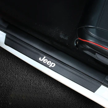 

4Pcs Car Door Protection Carbon Fibre Sticker For Jeep Renegade Wrangler JK Rubicon Cherokee Patriot Trail Hawk threshold Decal