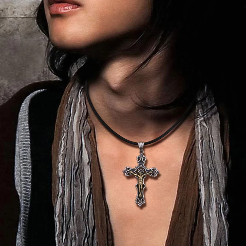 Jesus Cross Necklace Pendant Pure 925 Sterling Silver Fashion