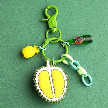 

Fashion Creative Resin Durian Fruit Burger Fries Key Chain Car Pendant Student Bag Key Ring Ornament Men And Women Jewelry Gift